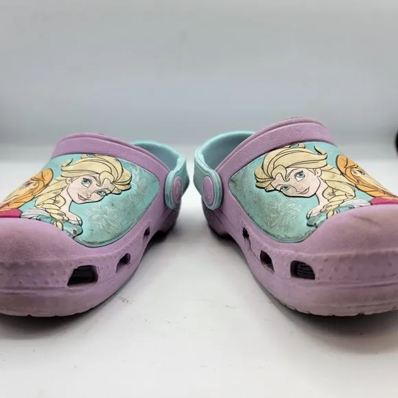 Crocs Disney Frozen Elsa And Anna Purple Clogs Girls Toddler Size 8/9