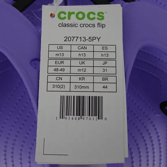 Crocs Flip Flops Men's Size 13 US Purple Sandals Thongs