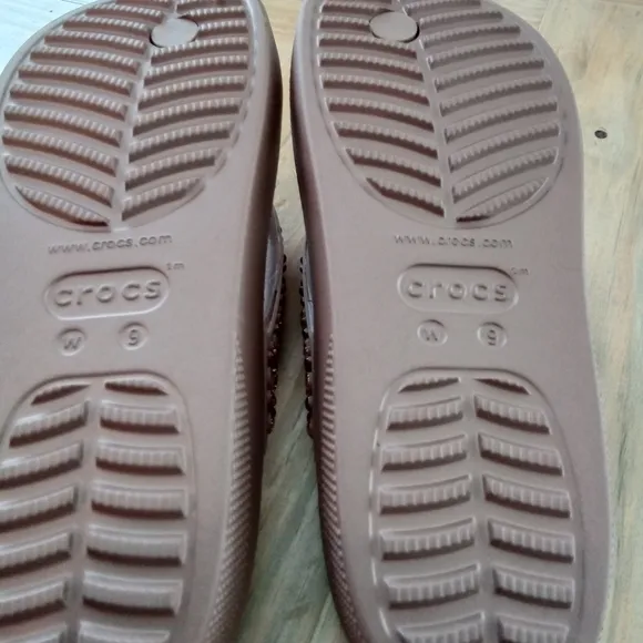 Crocs Platform Diamante Flip Flops Size 9. Sandals with Embellished Straps