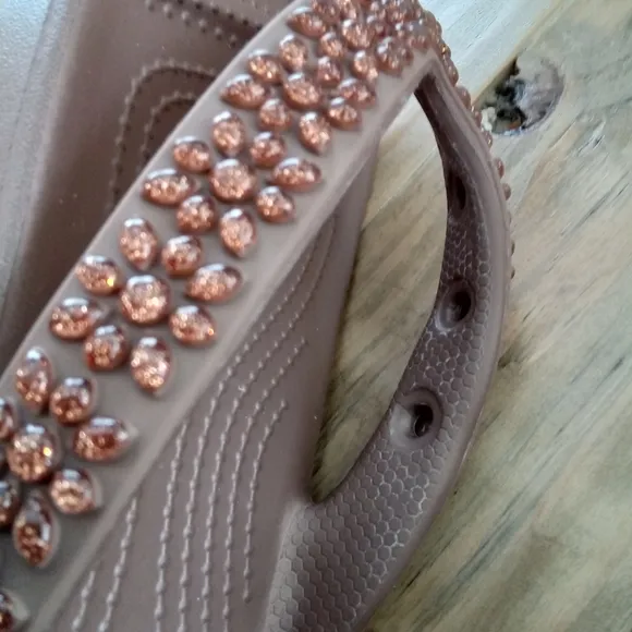 Crocs Platform Diamante Flip Flops Size 9. Sandals with Embellished Straps