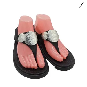 Crocs Sanrah Black Embellished Wedge Slip On Flip Flops Sandals Womans Size 10