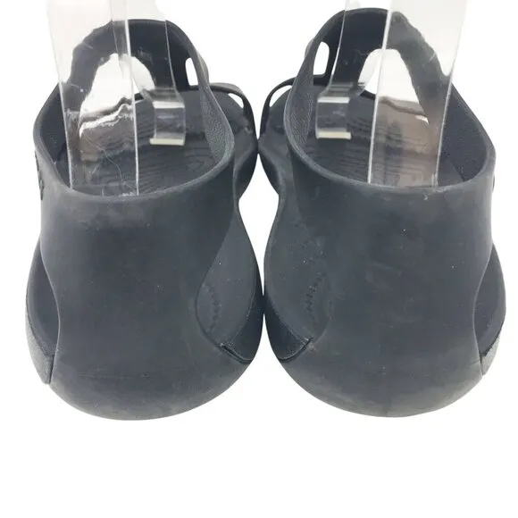 Crocs Serena T-Strap Iconic Comfort Slingback Beach Sandals Black Women's Size 7