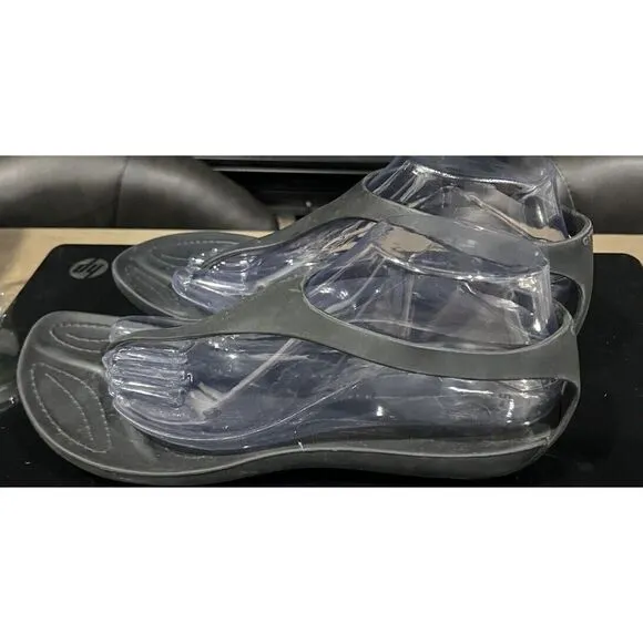 Crocs Sexi Flip Flop‎ Sandals Solid Black Thong Serena  Women's Size 9  RARE