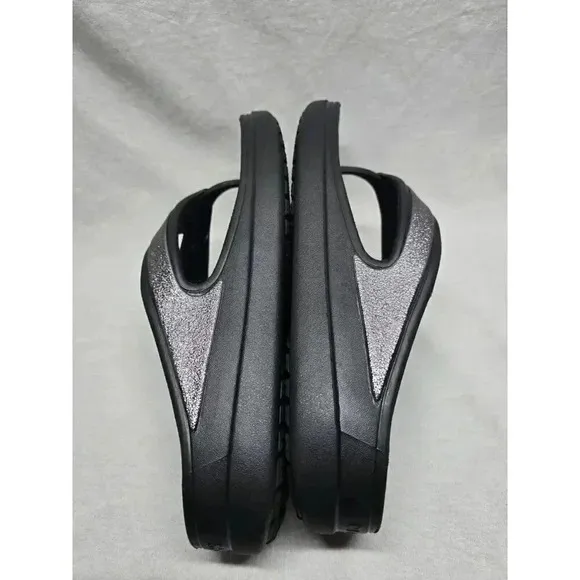 Crocs Shoes Womens Size 9 Sloane Black Silver Comfort Flip Flops Thong Sandals