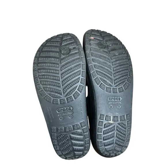 CROCS Sloane Women’s Comfort Sandal Slip-on Thong Platform Thick Straps Black 11