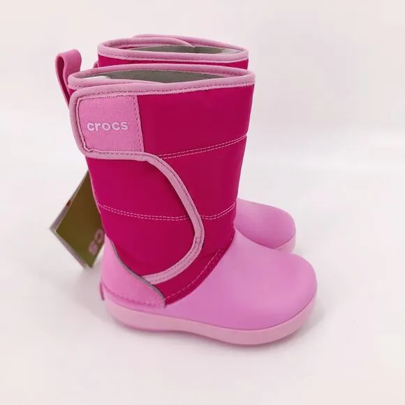Crocs Snow Boot Lodge Point Candy Print Insulated Sole Kids Baby Sz 7 / C7 NWT