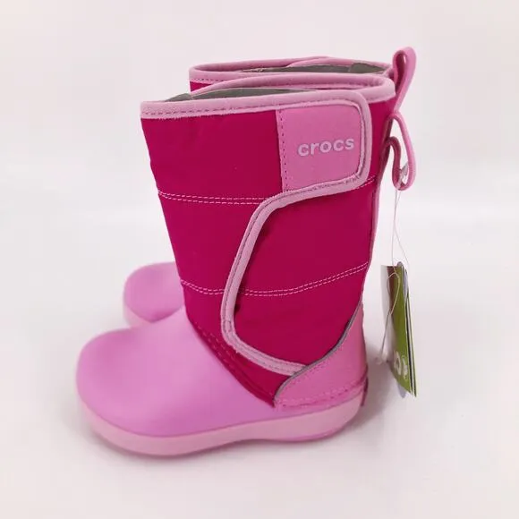 Crocs Snow Boot Lodge Point Candy Print Insulated Sole Kids Baby Sz 7 / C7 NWT