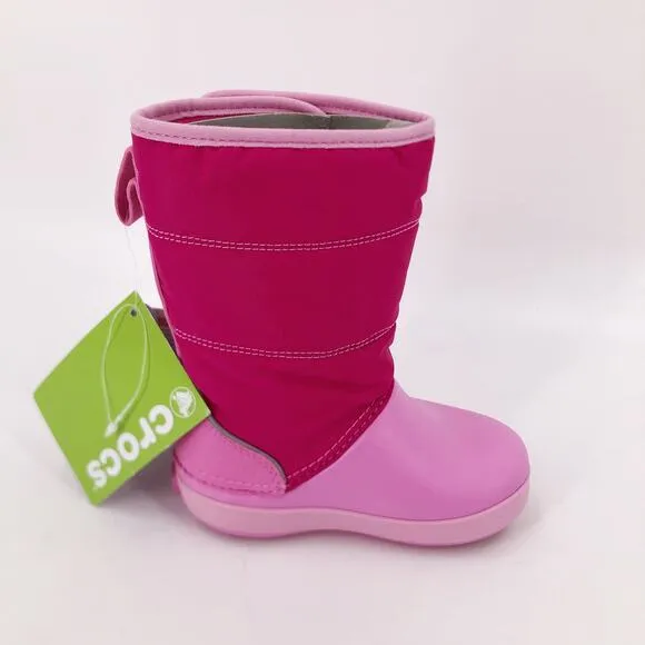 Crocs Snow Boot Lodge Point Candy Print Insulated Sole Kids Baby Sz 7 / C7 NWT