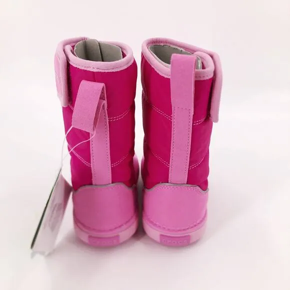 Crocs Snow Boot Lodge Point Candy Print Insulated Sole Kids Baby Sz 7 / C7 NWT