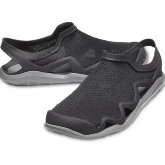Crocs Swiftwater Sz 8 Mesh Wave Sandal Slate Gray Black Men’s Water Shoes