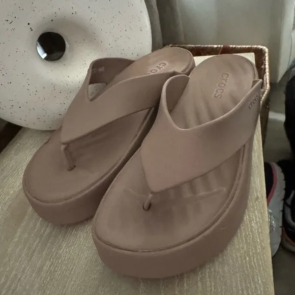 CROCS Tan Sandals with Contoured Comfort