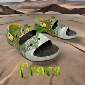 Crocs Unisex Sandels M-11 W-9 Camouflage All Terrain Summit Adj Straps Comfort