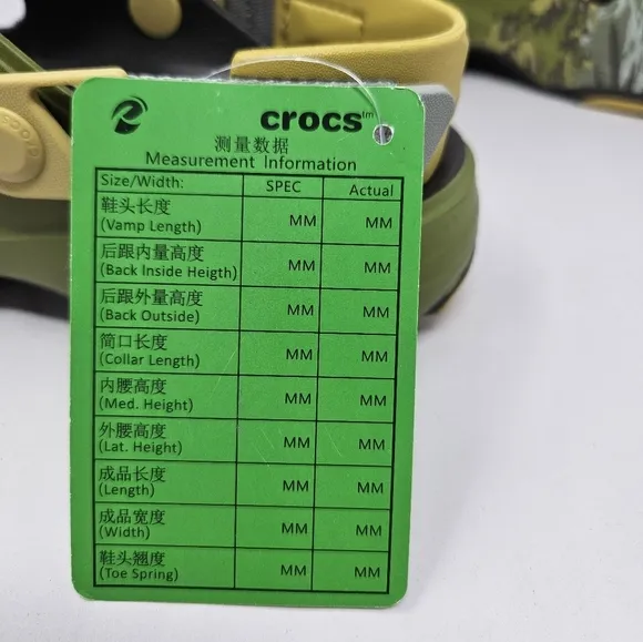Crocs Unisex Sandels M-11 W-9 Camouflage All Terrain Summit Adj Straps Comfort