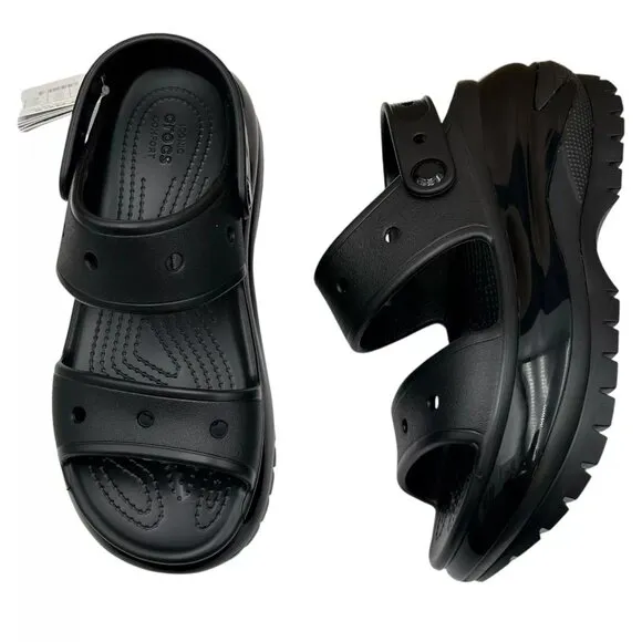 Crocs Women's Mega Crush Sandal Size 8 Black Chunky Platform Water Resistant