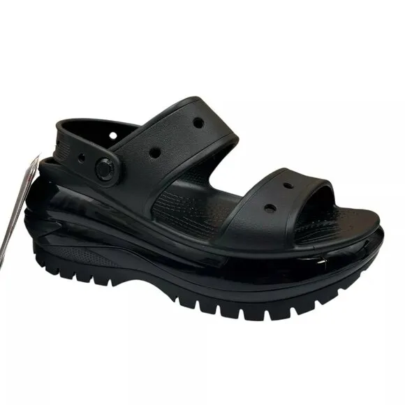 Crocs Women's Mega Crush Sandal Size 8 Black Chunky Platform Water Resistant