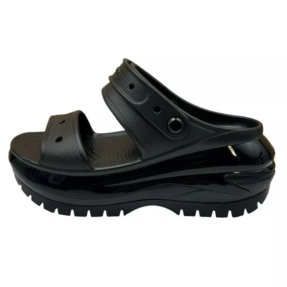 Crocs Women's Mega Crush Sandal Size 8 Black Chunky Platform Water Resistant