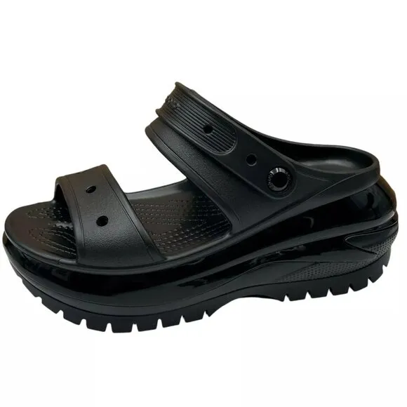 Crocs Women's Mega Crush Sandal Size 8 Black Chunky Platform Water Resistant