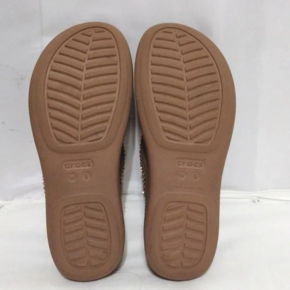 Crocs Women's Monterey Shimmer Wedge Flipflops Sandals US 8