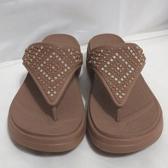 Crocs Women's Monterey Shimmer Wedge Flipflops Sandals US 8
