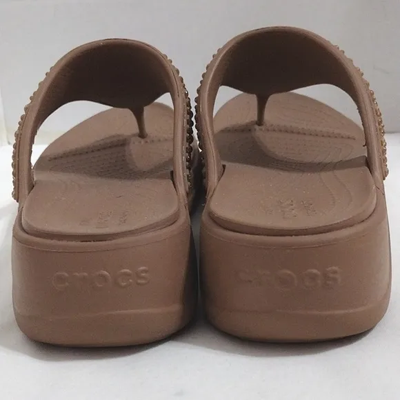 Crocs Women's Monterey Shimmer Wedge Flipflops Sandals US 8