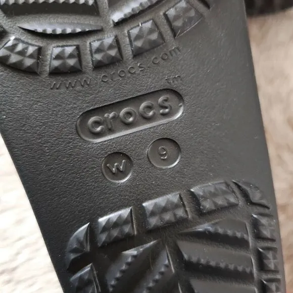 Crocs Sloane Women's Glitter Wedge Flip Flops Sandals Black Size 9 NEW