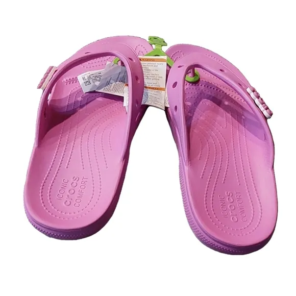 CRORCS ICONIC PINK COMFORT WOMEN'S  THONG SANDALS