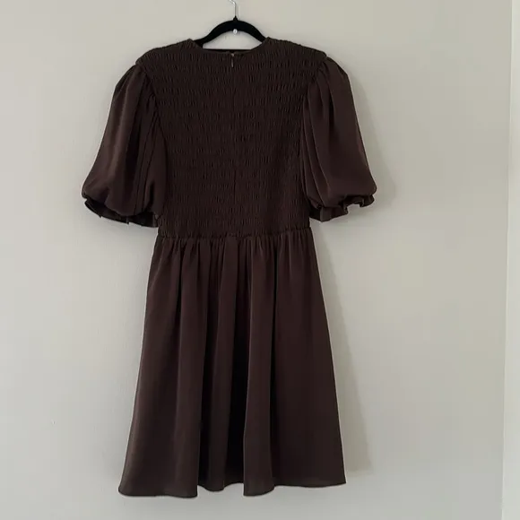 Crosby by Mollie Burch Lizzy dress in Java Elegant Brown Puff Sleeve Dress