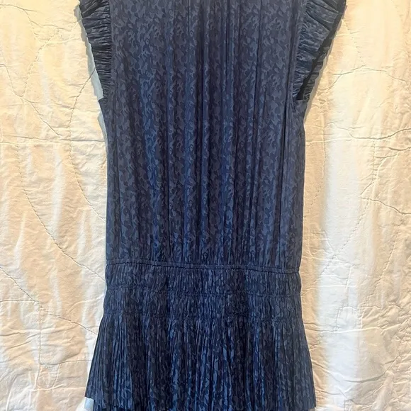 Current Air Jacquard Navy Short Sleeve Drop Waist Dress Sz Medium