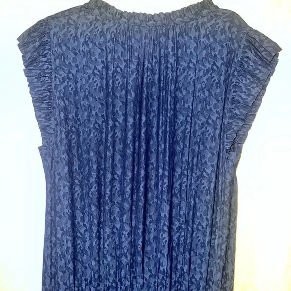 Current Air Jacquard Navy Short Sleeve Drop Waist Dress Sz Medium