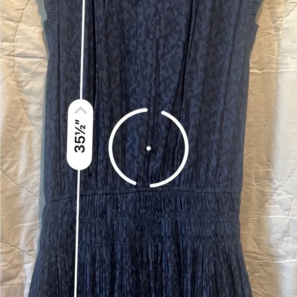 Current Air Jacquard Navy Short Sleeve Drop Waist Dress Sz Medium