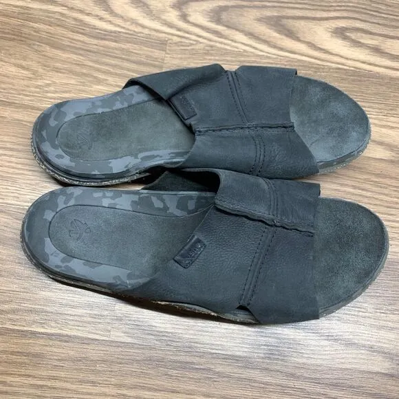 Cushe Argos Mens Size 12 Shoes Black Leather Slides Comfort Flip Flop Sandals