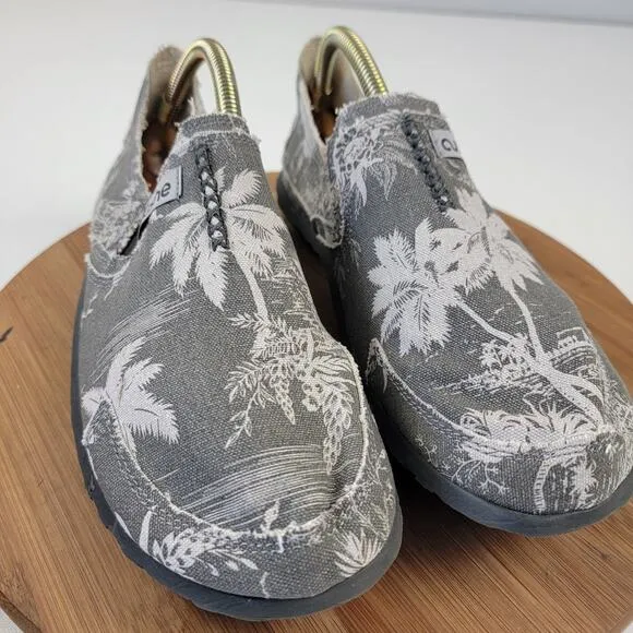 Cushe Surf Slipper Men’s 10 Slip On Shoes Palm Tree Coastal Lightweight Canvas