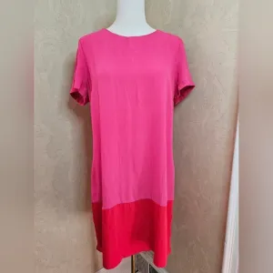 Cynthia Rowley Pink &amp; Red Colorblock Shift Short Sleeve Dress-Size 10