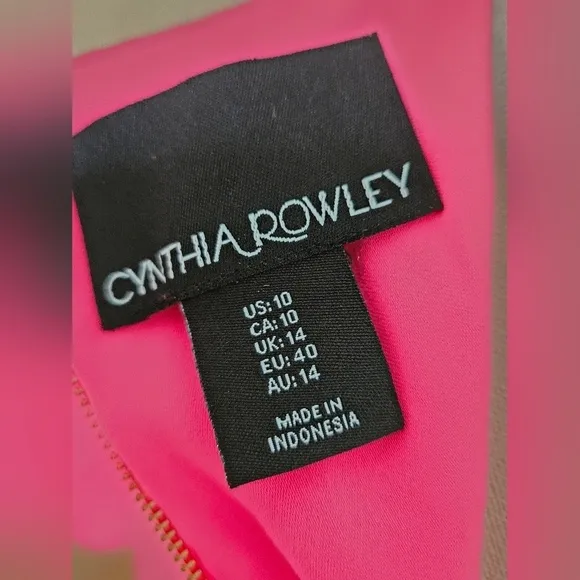Cynthia Rowley Pink &amp; Red Colorblock Shift Short Sleeve Dress-Size 10