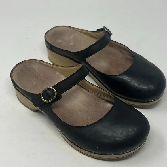 Dansko 'Bria' shoes mules mary jane 37 black leather