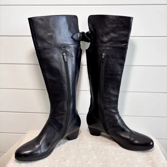 Dansko Dori Tall Knee High Leather Boots Black  Size 40 / US 9.5/10 Bow Back