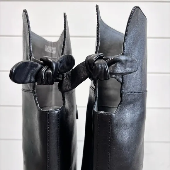 Dansko Dori Tall Knee High Leather Boots Black  Size 40 / US 9.5/10 Bow Back