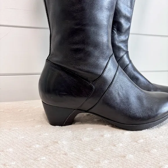 Dansko Dori Tall Knee High Leather Boots Black  Size 40 / US 9.5/10 Bow Back