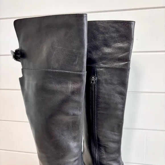 Dansko Dori Tall Knee High Leather Boots Black  Size 40 / US 9.5/10 Bow Back