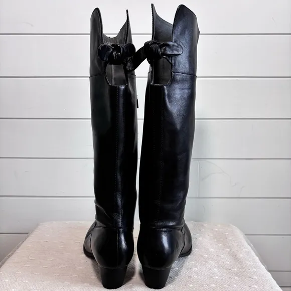 Dansko Dori Tall Knee High Leather Boots Black  Size 40 / US 9.5/10 Bow Back