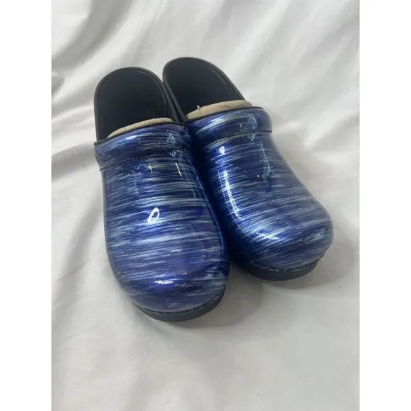Dansko EU 39 US 8.5-9 Blue Water Patent Leather Professional Clogs Shoes