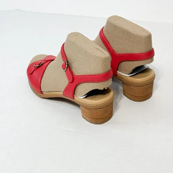 DANSKO NWB Sz 37 Red/Poppy Nappa Leather Tessie Comfort Sandals