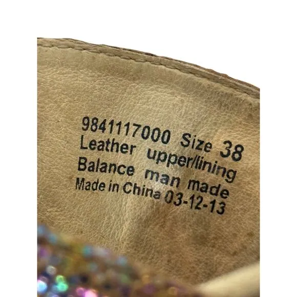 Dansko Sophie Sandals Women EU 38 US 8 Brown Rainbow Glitter Sparkle Comfort