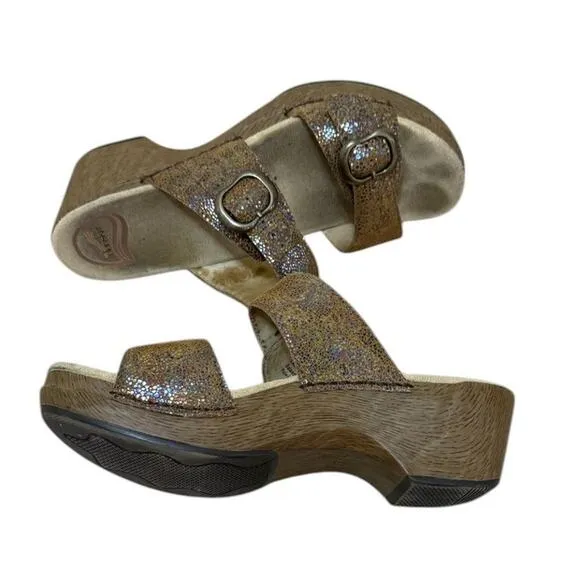 Dansko Sophie Sandals Women EU 38 US 8 Brown Rainbow Glitter Sparkle Comfort