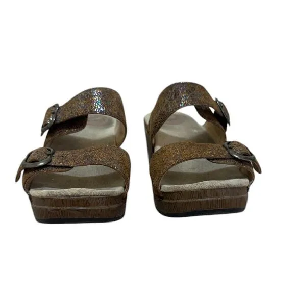 Dansko Sophie Sandals Women EU 38 US 8 Brown Rainbow Glitter Sparkle Comfort