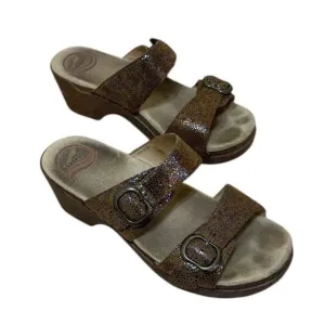 Dansko Sophie Sandals Women EU 38 US 8 Brown Rainbow Glitter Sparkle Comfort