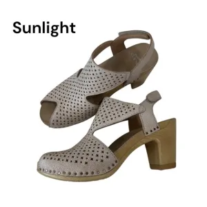 Dansko Teagan Women Perforated Leather Comfort Heeled Sandals Size 36 US 6 Beige