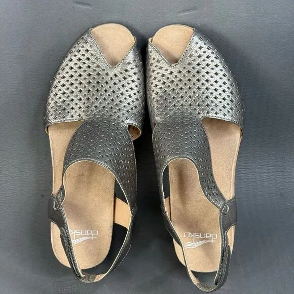 Dansko Teagan Gunmetal sandals shoes womens size 8.5 (39)