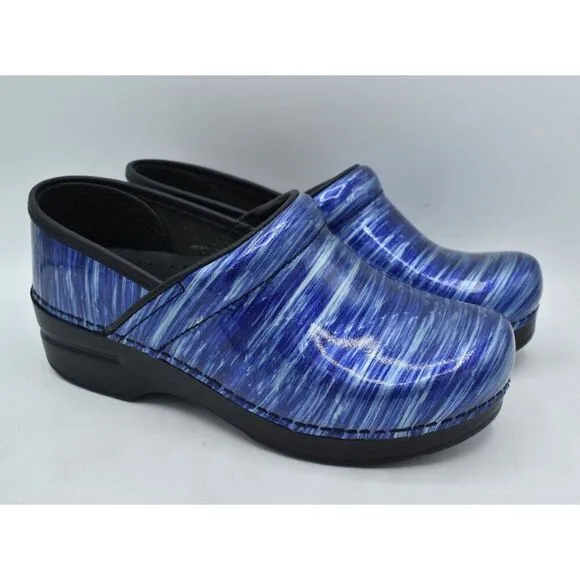 Dansko EU 41 US 10.5-11 Blue Water Patent Leather Professional Clogs Shoes