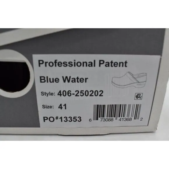 Dansko EU 41 US 10.5-11 Blue Water Patent Leather Professional Clogs Shoes
